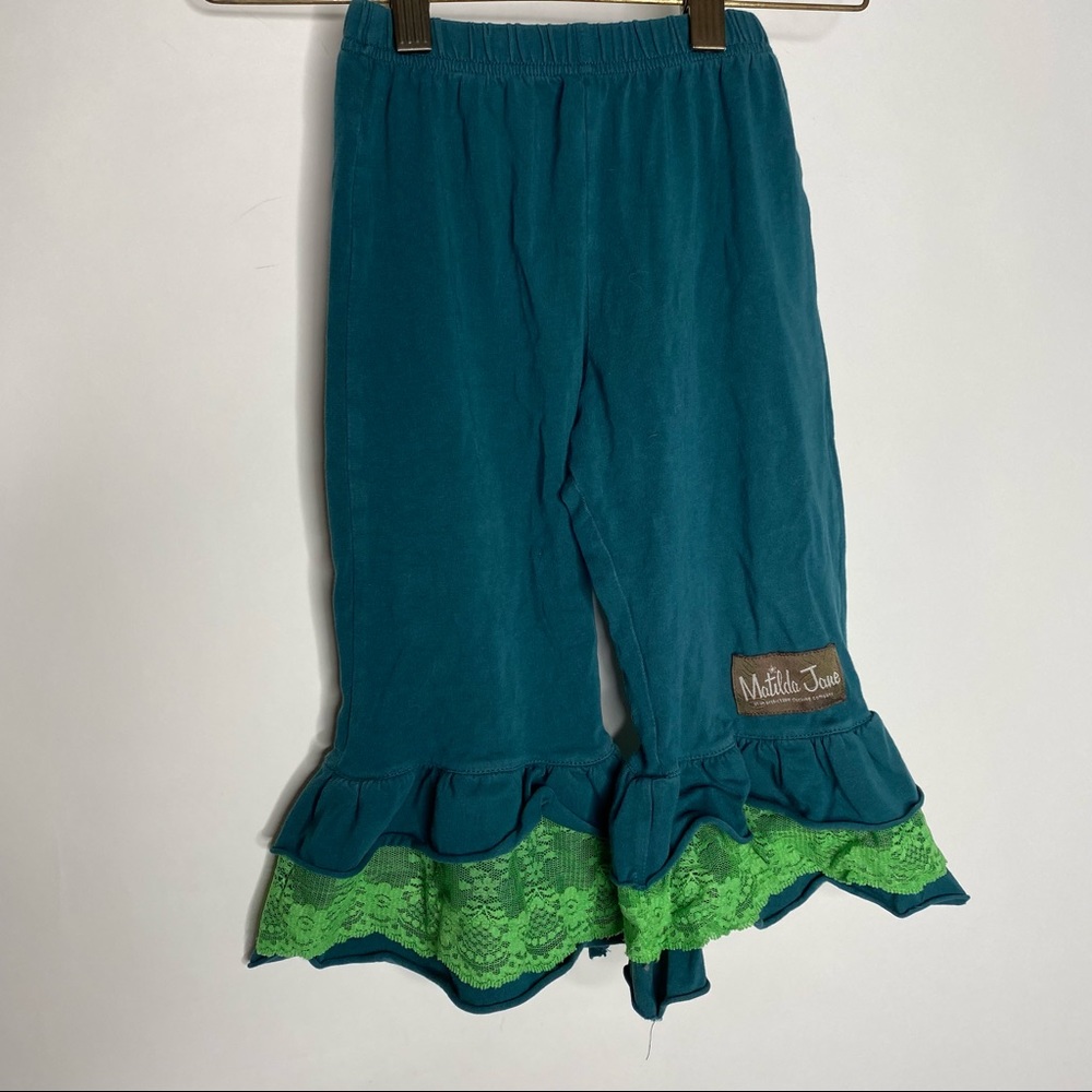 Matilda Jane Blue Green Ruffle Bellbottom Pants